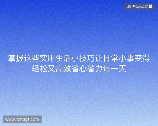 掌握这些实用生活小技巧让日常小事变得轻松又高效省心省力每一天
